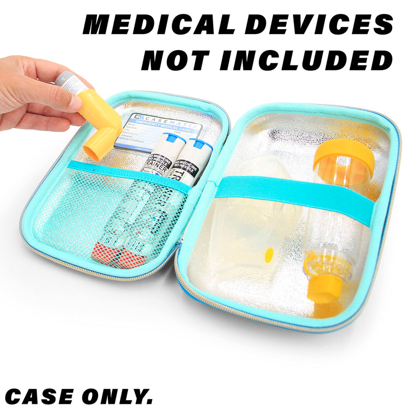 CASEMATIX 8" Turquoise Asthma Inhaler Case for Travel Fits Spacer, Mask and Accessories, Includes Case Only - BeesActive Australia