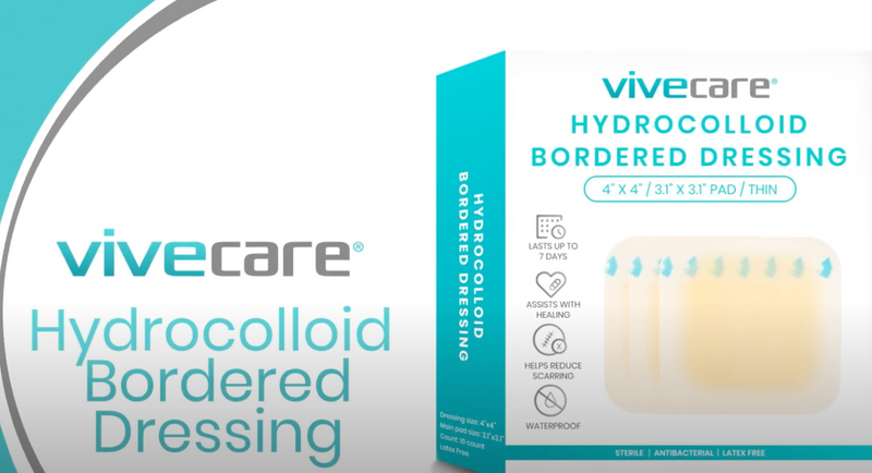ViveCare Hydrocolloid Dressing 4x4 (10 Pack) - Large Sterile Bandages 4 Inch