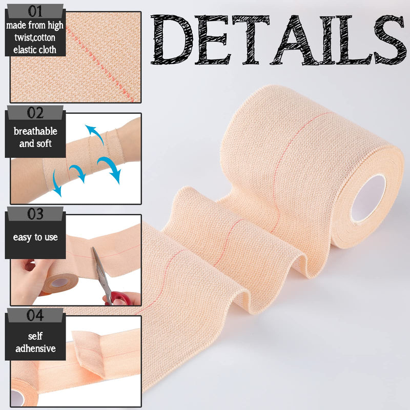 Tondiamo 8 Rolls Elastic Tape Adhesive Elastic Tape Self Adhesive Bandages Wrap Flexible Stretch Bandages Athletic Sports Skin Strips for Sports Ankle, Knee and Wrist Animal Pets(3 Inch X 5 Yard) 3 Inch x 5 Yard - BeesActive Australia