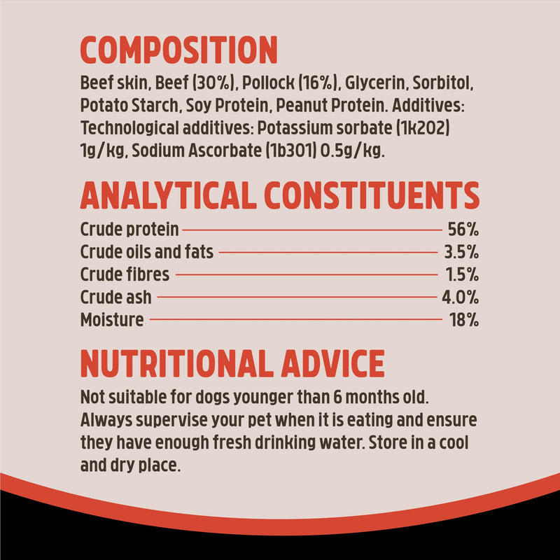 Rosewood Large Steak Sticks for Dogs - Made with Beef and Pollock, Grain Free Chews, High Protein Dog Treats, By Pets Unlimited (240g) 240 g (Pack of 1)