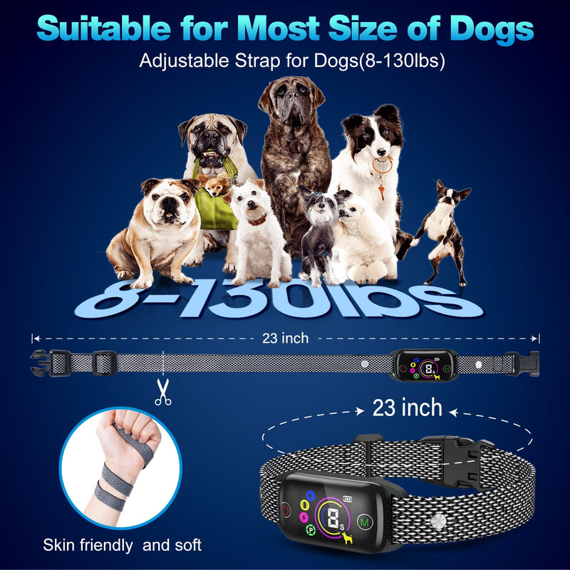 Dog Bark Collar 2 Pack, Bark Collar for Large Medium Small Dogs, Smart Bark Collar, Rechargeable Anti Bark Collars for Dogs with 8 Adjustable Sensitivity, Bark Shock Collar with 4 Training Modes shock 2 packF - BeesActive Australia