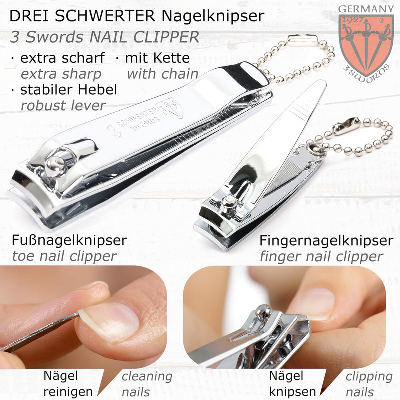 3 Swords Germany - brand quality 5 piece manicure pedicure grooming kit set for professional finger & toe nail care scissors clipper fashion leather case in gift box, Made by 3 Swords (00804) - BeesActive Australia