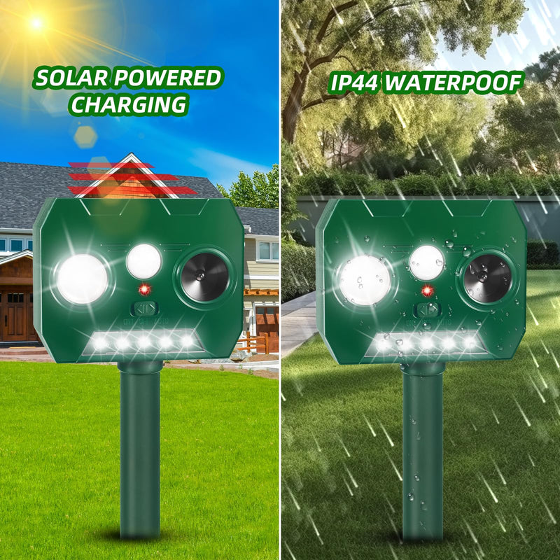 2 Pack Ultrasonic Cat Deterrent with Motion Sensor and Flashing Lights, Cat Deterrent Outdoor for Yard, Solar Powered Cat Deterrent for Garden Yard Lawn - BeesActive Australia