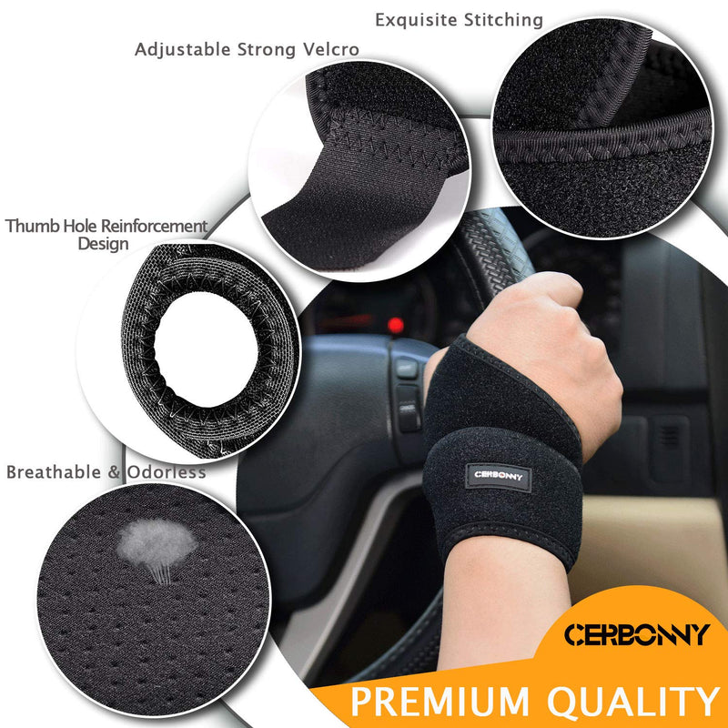 CERBONNY Carpal Tunnel Wrist Brace,2Pack Wrist Support Brace Adjustable Wrist Strap Reversible Wrist Brace for Sports Protecting/Tendonitis Pain Relief/Carpal Tunnel/Arthritis-Right&Left 2-Left and Right Hand