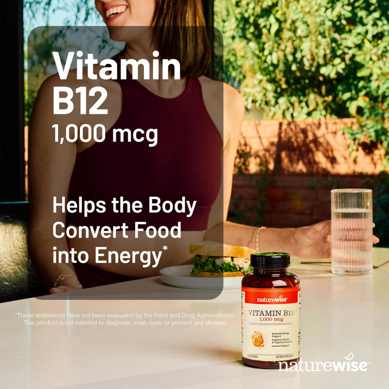 NatureWise Vitamin B12 1000 mcg - Dietary Supplement for Supporting Energy Metabolism, Mental Clarity, Nervous System Health - Easy-to-Swallow, Soy & Gluten-Free, Non-GMO - 150 Count[150-Day Supply] Unflavored 150 Count (Pack of 1)