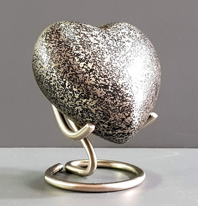 eSplanade Mini Heart Shaped Metal Cremation Keepsake Memorials | Small urn with wave pattern and stand for ashes | | Multicolor - 2.75 inch (Silver) Silver - BeesActive Australia