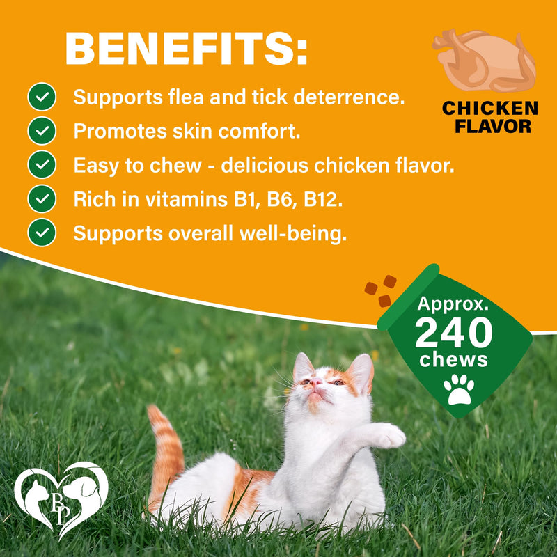 Flea and Tick Prevention Chewable Pills for Dogs and Cats - Revolution Oral Flea Treatment for Pets - Pest Control & Natural Defense - Chewables Small Tablets Made in USA (Chicken (for Cats)) Chicken (for Cats)