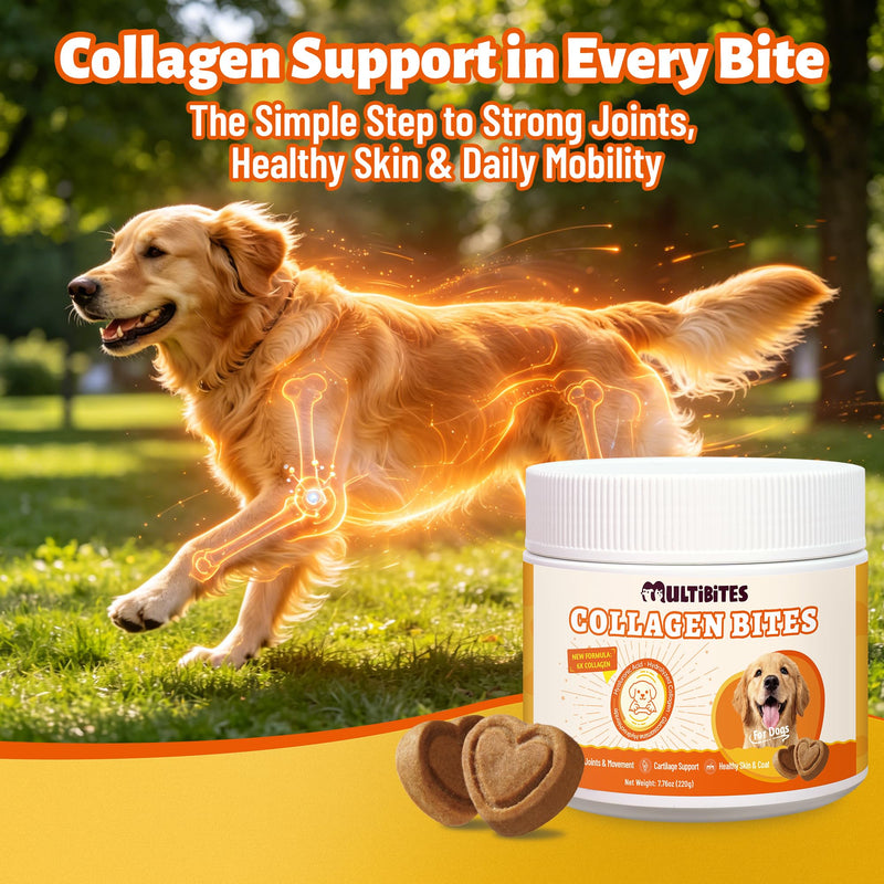 330 Bites Collagen Chews for Dogs - with Hydrolyzed Collagen, Glucosamine,Vitamin C & Hyaluronic Acid for Dogs - Joint Supplement, Skin&Coat Health - Dog Vitamins and Supplements - 7.76 oz