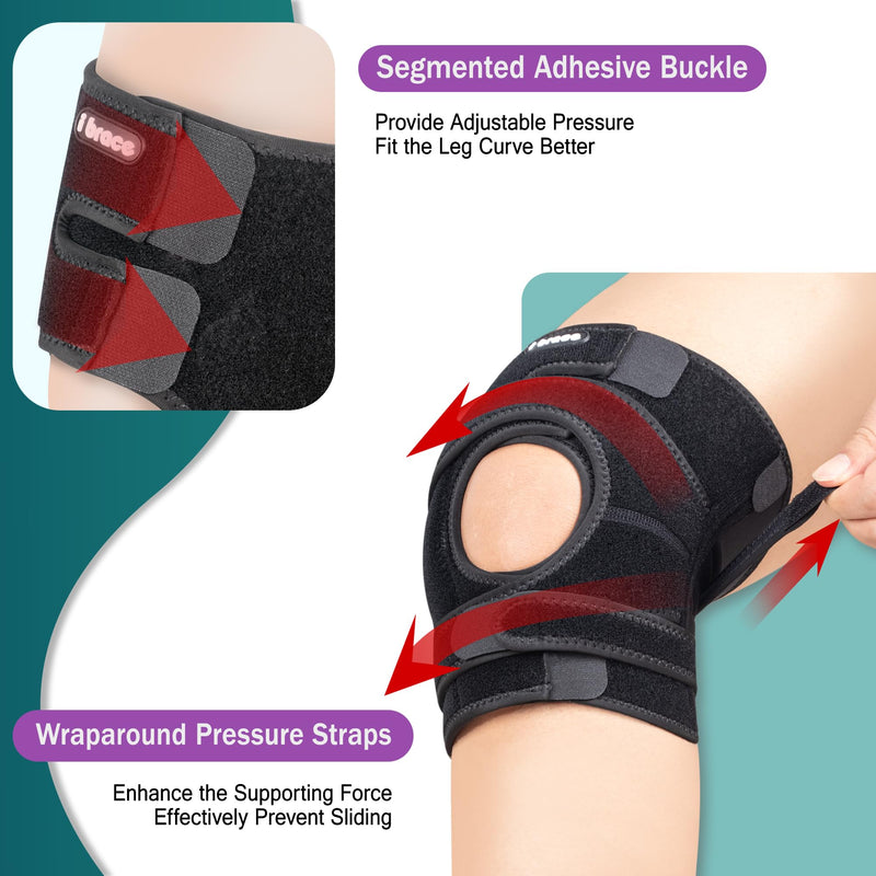 Compression Knee Brace, Non-Slip Patella Support with Double Adjustable Straps, Suitable for Patellar Tendinitis, Arthritis, Meniscus Tear, Unisex, Black Small - BeesActive Australia