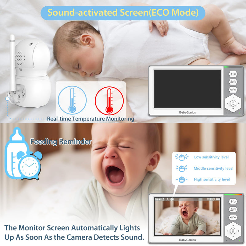 Baby Monitor with Camera and Audio, 4.3'' Video Baby Monitor with 1000ft Long Range and 30-Hour Battery, Baby Monitor No WiFi, Remote Pan-Tilt-Zoom, Night Vision, ECO Mode, 2-Way Talk BG1049 - BeesActive Australia