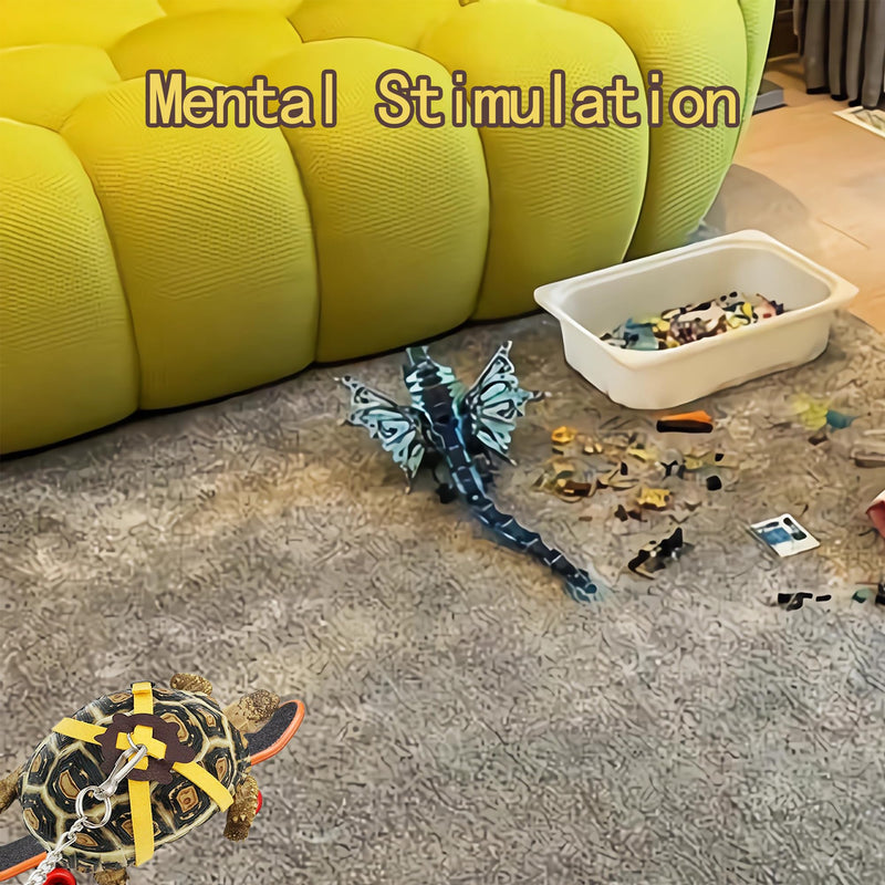 Turtles Playing and Training Toys Set, 1 Adjustable Tortoise Leash 2 Reptile Skateboards 2 Treat Ball, Turtle Fast Skate Accessory Funny Pet Mini Walking Skateboards for Parrot(Yellow Small) Yellow Small - BeesActive Australia