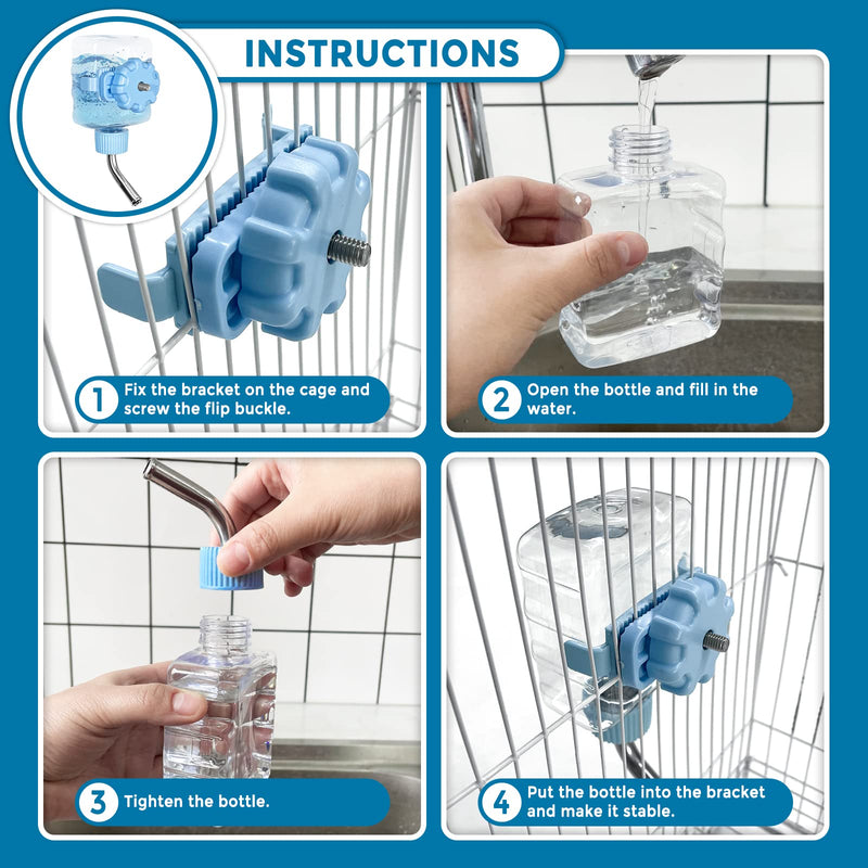 Small Animal Water Bottles for Crate Mini Clear Water Bottles Leak-proof Water Dispenser for Rabbit, Chinchilla, Ferret, Guinea Pigs, Hedgehog, 6oz, No Drip, BPA Free - BeesActive Australia
