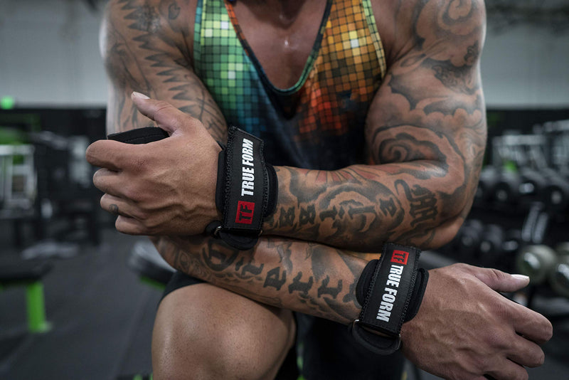 True Form Grips Weight Lifting Gloves Heavy Duty Straps Alternative Power Lifting Hooks Best for Deadlifts Adjustable Neoprene Padded Wrist Wraps Support Bodybuilding Pro Workout Black Large