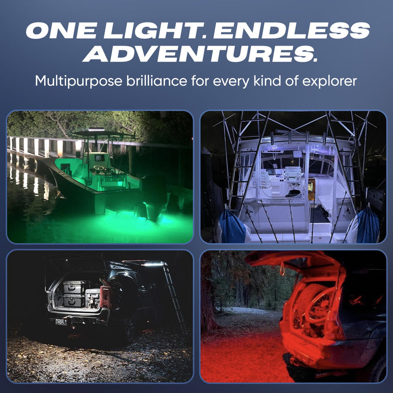 Black Oak LED Marine LED Boat Light Marine Accent Lights – Fishing Lights, Courtesy Lights, Deck Lights Dimmable White Lights – Boat Lighting for Fishing, Pontoon,Kayak,Yacht,Sailboat Green Light - BeesActive Australia