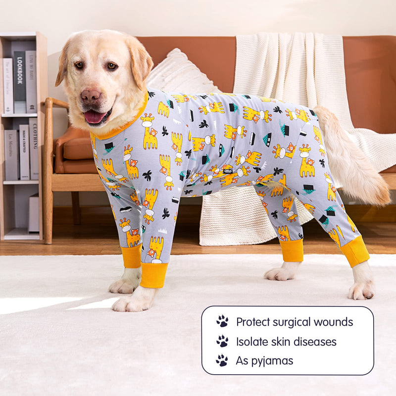 Axcimond Dog Bodysuit After Surgery Dog One-Piece Dog Bodysuit Castration Female/Male Surgery Body Dog Recovery Suit for Dogs After Surgery Long-Sleeved Wound Protection Suits Alternative to Neck Collars for Dogs 5XL Gray Giraffe - BeesActive Australia