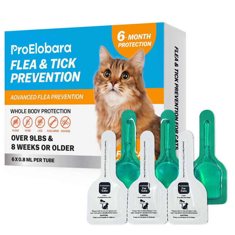 Topical Flea and Tick for Large Cats: Waterproof Topical Cat Flea and Tick – Fast-Acting & Long-Lasting at Home Control for Cats Over 9 lbs and 8 Weeks or Older – 6-Dose Supply L-6