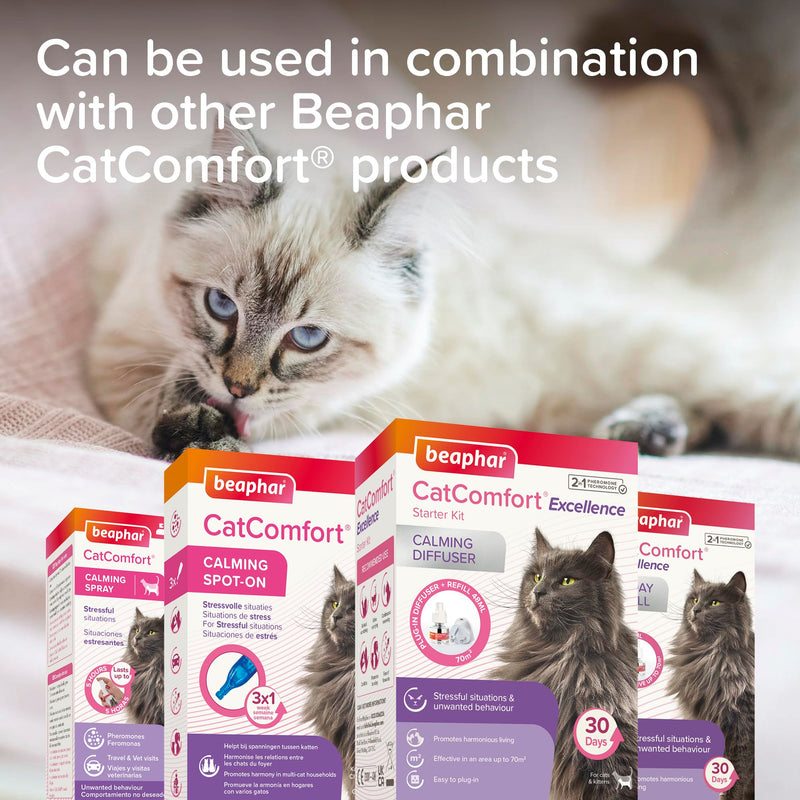 Beaphar - CatComfort® Calming Spot-On For Cats - Reduces Anxiety & Stress – Pheromone Calming - Fast-Acting - Starts Working in 15 Minutes - Ideal for Short-Term Events like Fireworks - 3 Pipettes