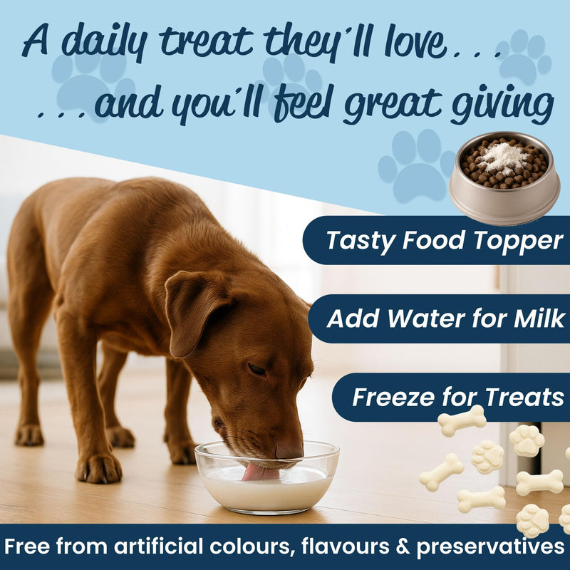 Goat Milk Powder for Dogs & Cats, 100% Natural, Rich in Nutrients & Probiotics, Tasty Food Topper or Milk Alternative, Supports Digestion, Immunity & Hydration (300g)