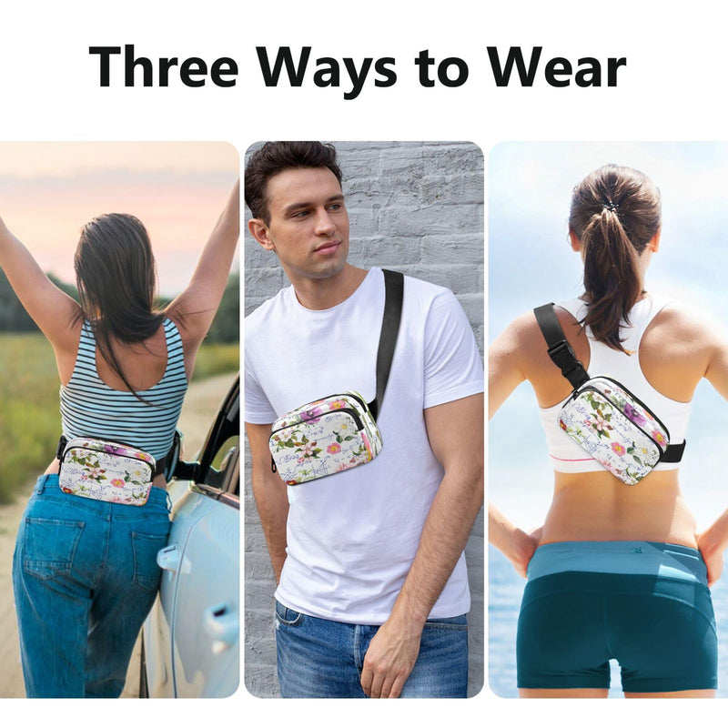 Exnundod Fanny Waist Packs Watercolor Floral Waist Bag Crossbody Bags Adjustable Belt Strap for Running Hiking Thanksgiving Christmas Gift - BeesActive Australia