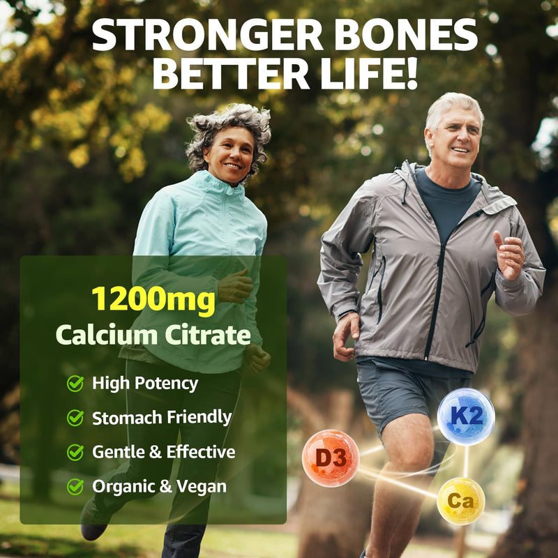 Calcium Citrate Gummies 1200mg with Vitamin D3 K2, Chewable Calcium Supplements for Women & Men, High Potency Support B0ne, Te*th, Strength & Immune Health, Mango Flavor, Non-GMO, Sugar Free, 120 Cts 60 Count (Pack of 2)