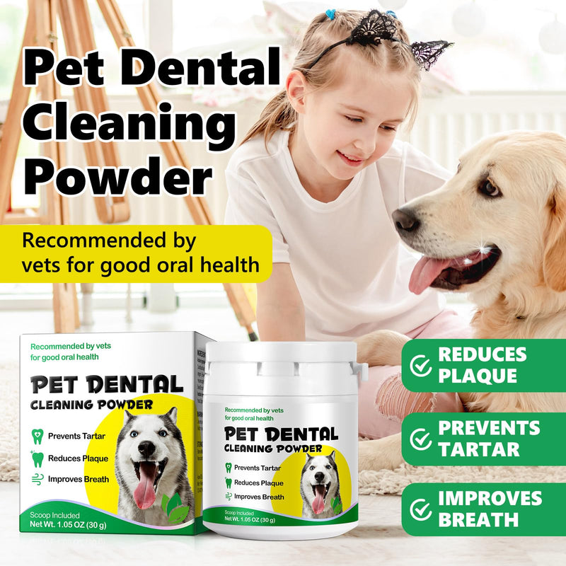 Dog Dental Powder, Teeth Cleaning Powder for Dogs, Dental Care for Dog Teeth Breath Freshener, Plaque & Bad Breath Off Powder Dog, Dog Breath Freshener for Small, Medium, Large Dogs 30g - PawsPlanet Australia