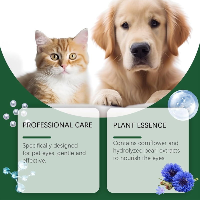 Pet Eye Drops for Dogs & Cats, Relieve Itching, Irritation & Allergies Symptoms - Natural Formula, Dog Eye Infection Treatment, Safe for Daily Use(60ml)