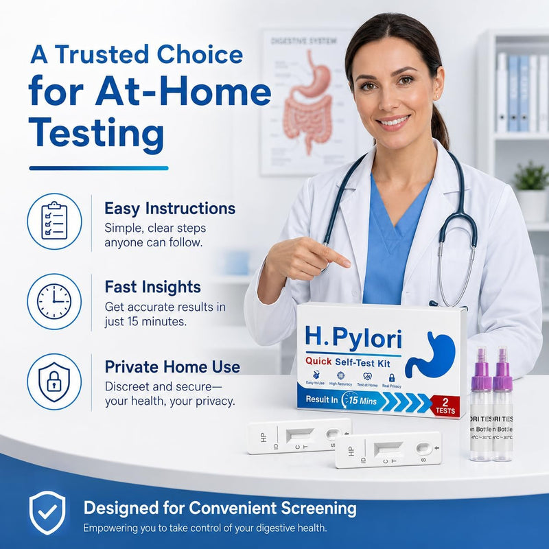 Helicobacter Pylori Stool Test Kits, H. Pylori，h. Pylori Stool (Antigen) 10-15 Minutes of Quick Home Testing, The Result is Highly Accurate, Easy to Read and use