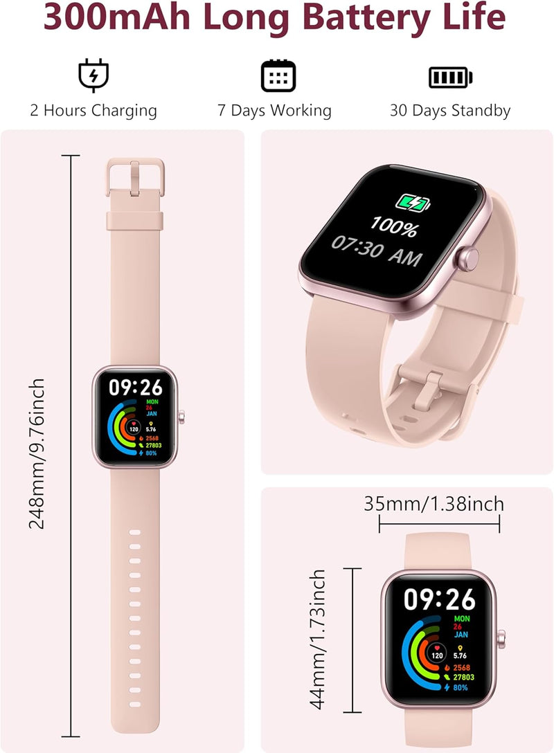 Smart Watch for Women Men (Answer/Make Call), 2026 New 1.91" HD SmartWatch, Fitness Watch with 120+ Sport Modes, IP68 Waterproof, Pedometer, Heart Rate/Sleep Monitor, Activity Tracker for Android iOS Pink