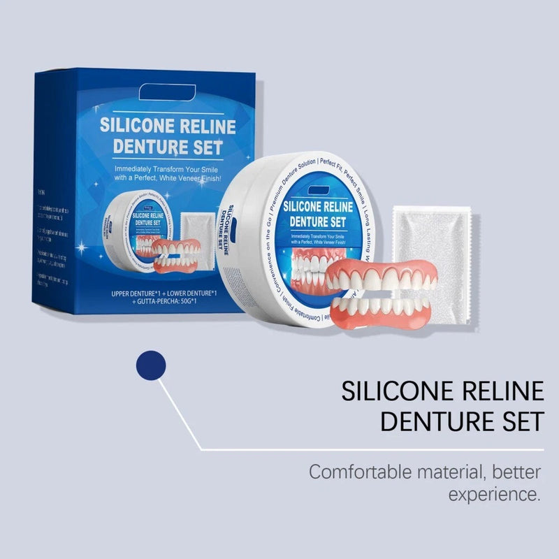 Moldable False Teeth,Dentures for Women and Men Veneers Teeth Silicone Dentures Set for Both Upper and Lower, Temporary Dentures DIY at Home Within Minutes Fix Your Smile