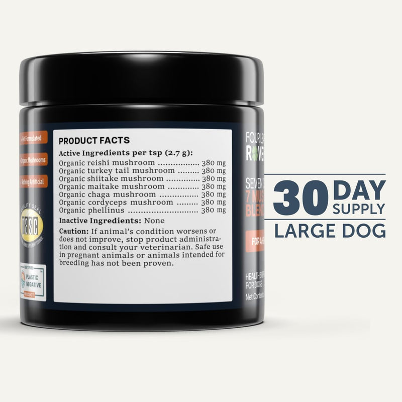Seven Shrooms - Organic Mushroom Supplement for Dogs - Veterinarian Formulated Whole Mushroom Extract