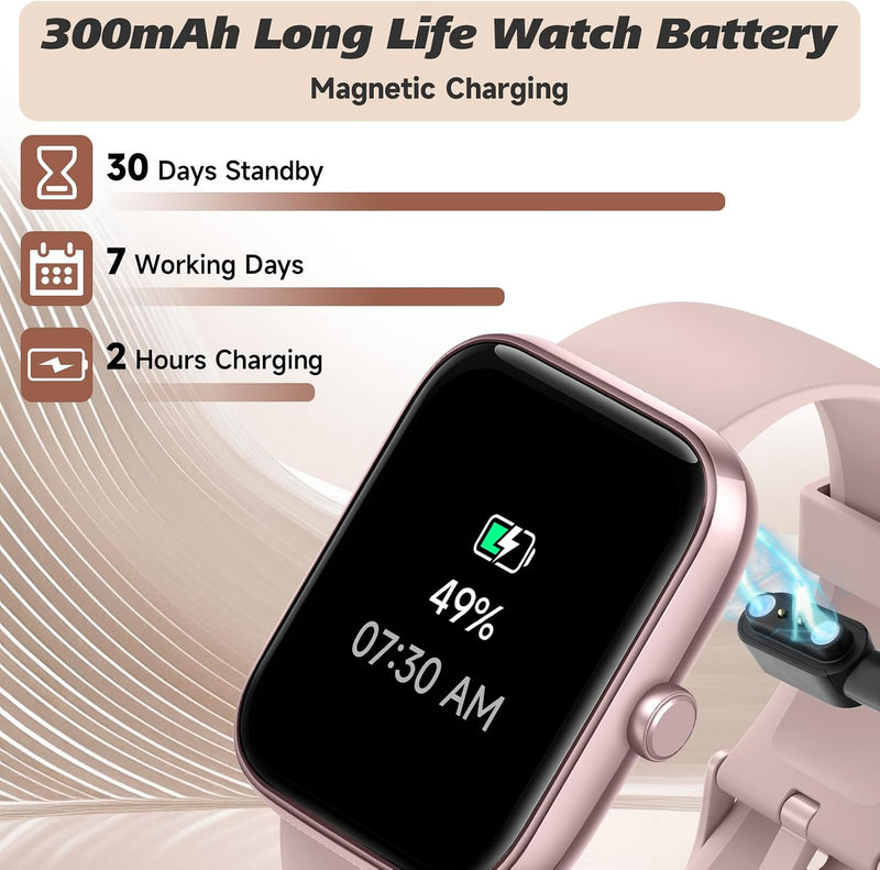 Smart Watch for Women Men (Answer/Make Call), 2026 New 1.91" HD SmartWatch, Fitness Watch with 120+ Sport Modes, IP68 Waterproof, Pedometer, Heart Rate/Sleep Monitor, Activity Tracker for Android iOS Pink