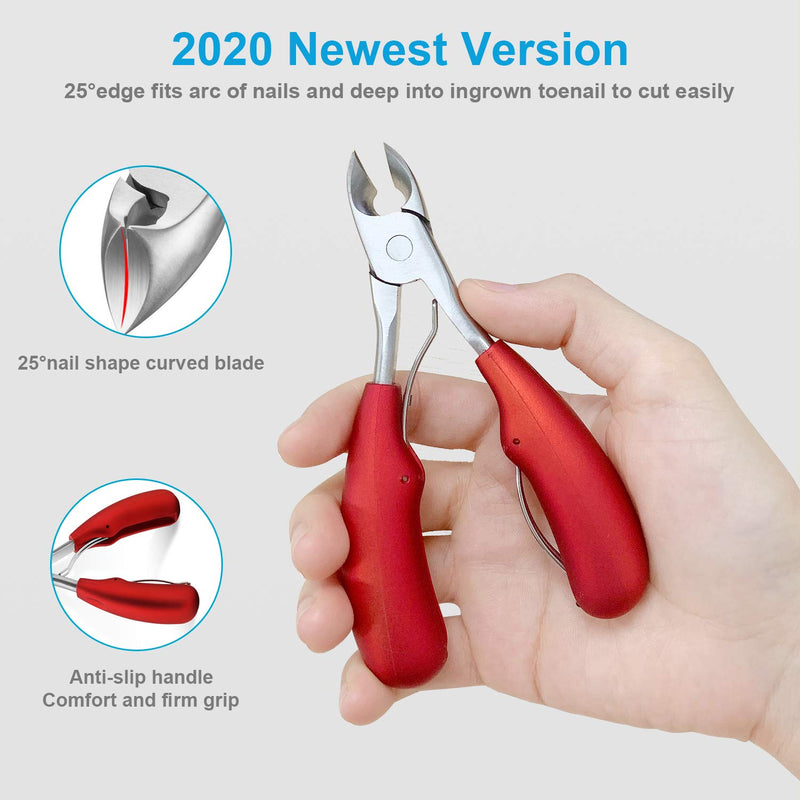 Nail Clipper for Ingrown or Thick Toenails, Professional Podiatrist Toenail Clippers with Easy Grip Rubber Handle for Seniors and Nail Surgical Grade Stainless Steel (Nail Clipper Set-Red) Nail Clipper Set-Red - BeesActive Australia