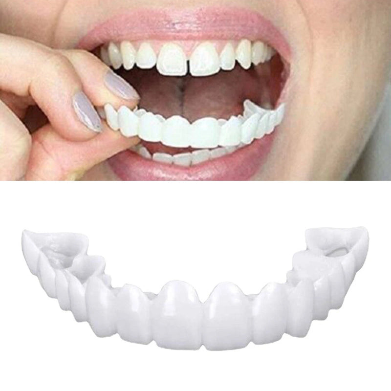 Snap On Veneers for Women & Men, Instant Smile Enhancer Cosmetic Teeth Covers, Natural White Temporary Dentures for Missing, Stained or Broken Teeth, Smile Restoration Kit with Portable Travel Case