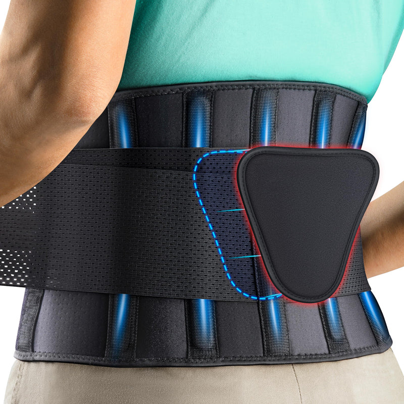 FEATOL Back Brace Support Belt-Lumbar Support Back Brace for Back Pain, Sciatica, Scoliosis, Herniated Disc Adjustable Support Straps-Lower Back Brace with Removable Lumbar Pad for Men & Women Large/X-Large (29.8"-38.6") Black