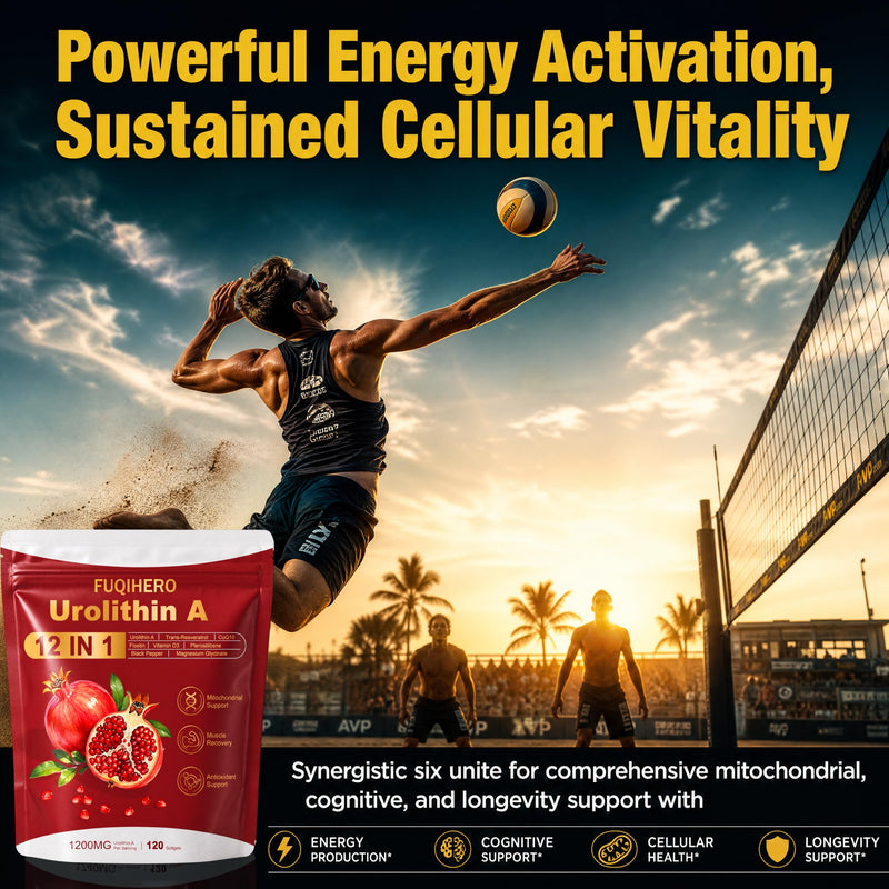 12-in-1 Urolithin A Supplement with Ubiquinol Natural Antioxidant, 120 CT | with Trans-Resveratrol, Fisetin, Daily Cellular Wellness & Mitochondrial Support,Reduce Muscle Loss,2-Month Supply 1 Count (Pack of 120)