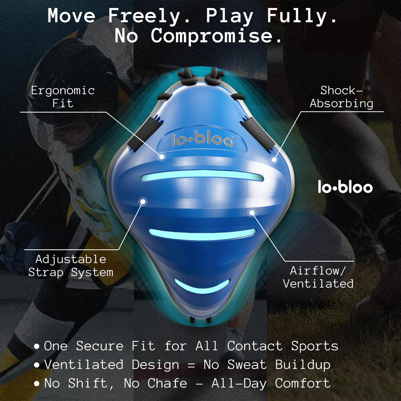 lobloo Free Male Patented Athletic Groin Cup for Upright Activity Like Kick Boxing, MTB, BMX, Cricket, Hockey, Baseball, Football. Male Size +13yrs - BeesActive Australia