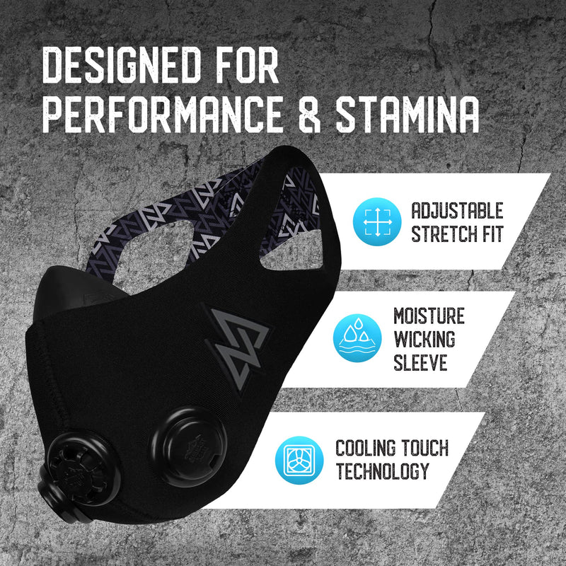 TRAININGMASK 2.0 - Elevation Training Mask for High Altitude Endurance & Breathing Workouts - Ideal for Running & Cardio BLACKOUT Small