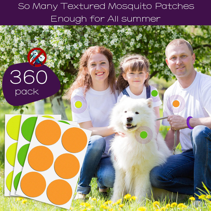 360 Pack Mosquito Stickers with 5 Pack Mosquito Bracelets for Kids and Adults - Natural Deet Free Citronella Mosquito Patches for Indoor Outdoor Traveling Camping Hiking Fishing - BeesActive Australia
