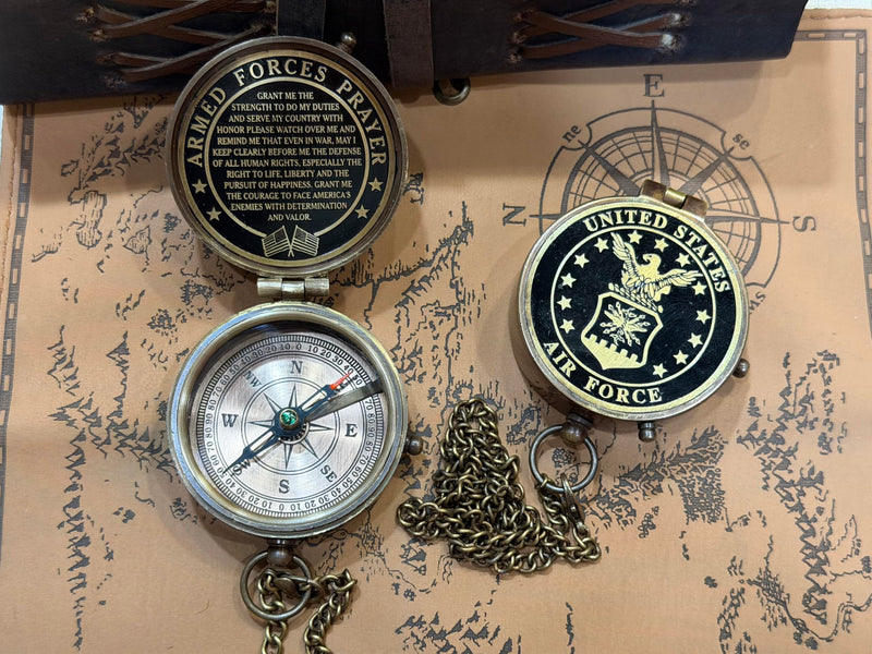 U.S. Air Force Compass with Leather Case - Military Appreciation Gift for Men and Women In Air Force Wood Box - BeesActive Australia