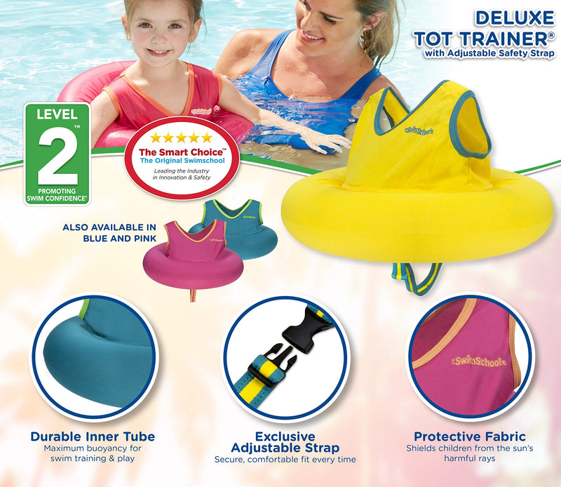 SwimSchool TOT Swim Trainer Vests for Toddlers Ages 2-4 – Boys/Girls – Multiple Colors/Styles – Learn to Swim Pool Floaties SwimSchool Deluxe Swim Trainer (Yellow)