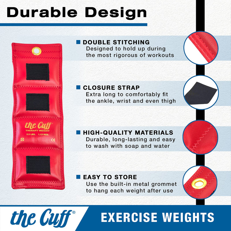 The Cuff Original Adjustable Ankle and Wrist Weight for Yoga, Dance, Running, Cardio, Aerobics, Toning, and Physical Therapy. 1.5 lb Single