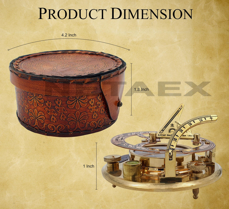 Personalized Engraved Antique Brass & Copper Sundial Compass, Sundial Clock in Leather Box Gift Sun Clock Ship Replica Watch - BeesActive Australia