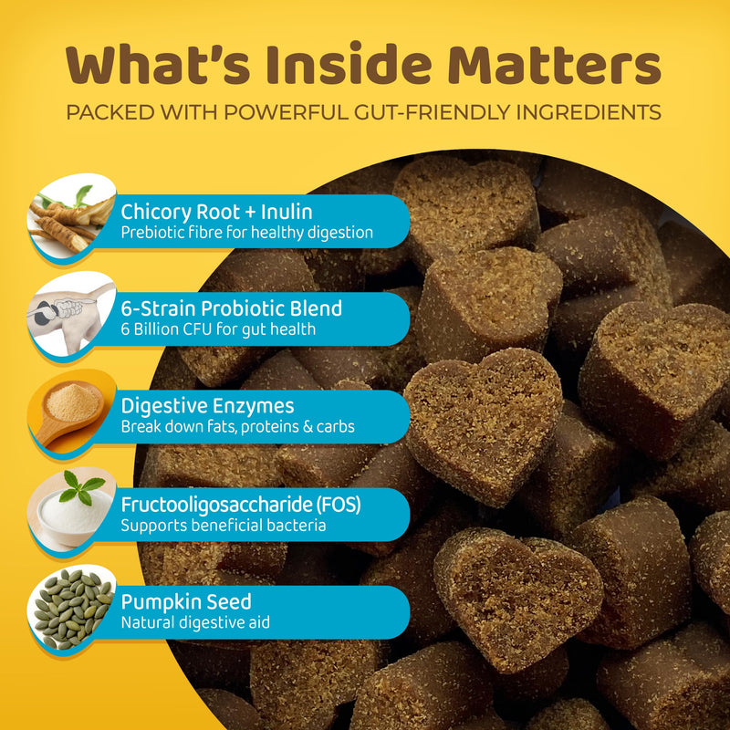 Probiotics Chews for Dogs – 120 Soft Dog Chews – Supports Gut Health, Stool Quality & Digestive Balance - Natural Beef Flavor – Probiotics Dog Treats for All Breeds & Sizes