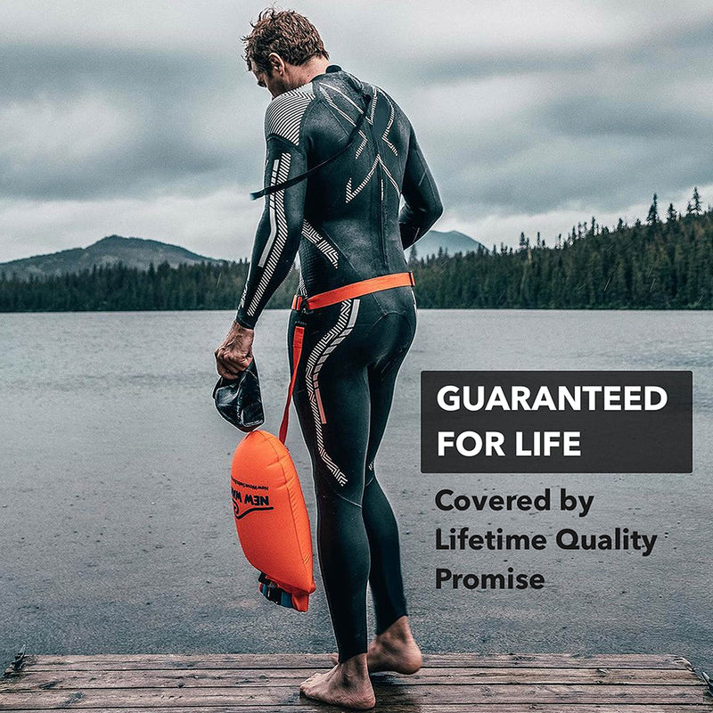 New Wave Swim Buoy Swim Safety Float and Drybag for Open Water Swimmers, Triathletes, Kayakers and Snorkelers, Highly Visible Buoy Float for Safe Swim Training (Orange PVC Medium-15L) - BeesActive Australia
