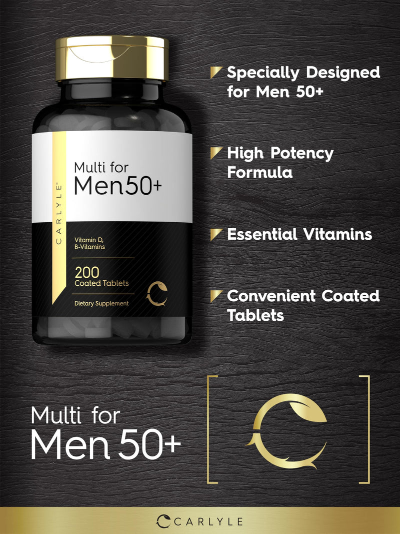 Carlyle Multivitamin for Men 50+ | 200 Count | with B Vitamins, Vitamin D, Magnesium & Zinc | Non-GMO, Gluten Free Supplement