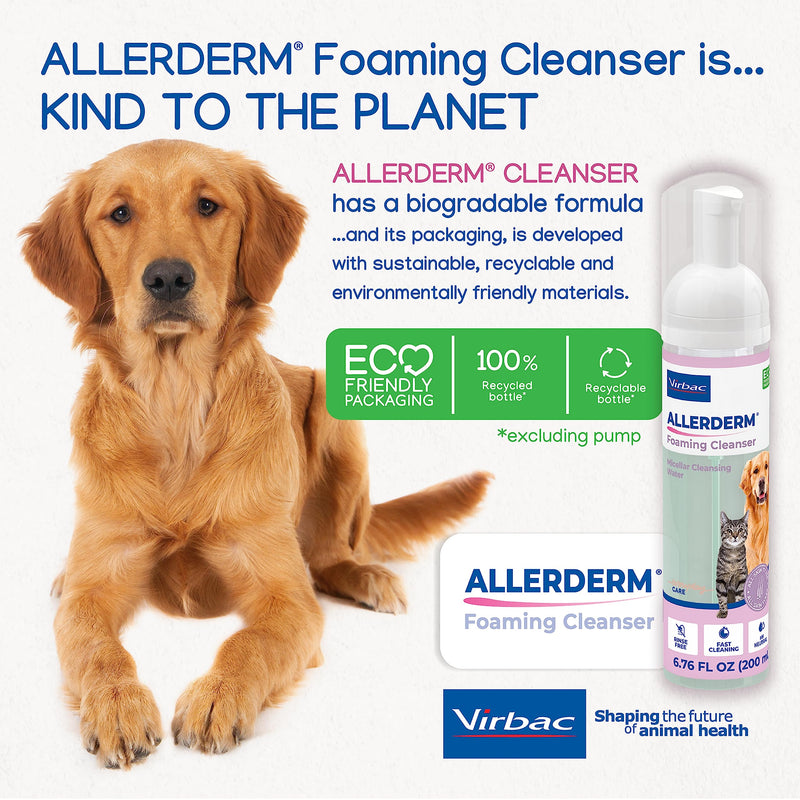 ALLERDERM Foaming Cleanser- Rinse-Free Waterless Micellar Foam for Dogs and Cats with Sensitive Skin by Virbac - PawsPlanet Australia