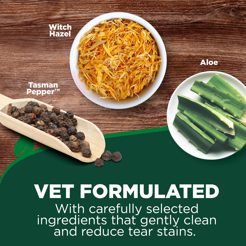 Vet’s Best Eye Cleansing Wipes for Dogs - Tear Stain Remover for Dogs - Easy to Use and Paraben Free - Aloe Vera & Witch Hazel - 50 Count - PawsPlanet Australia