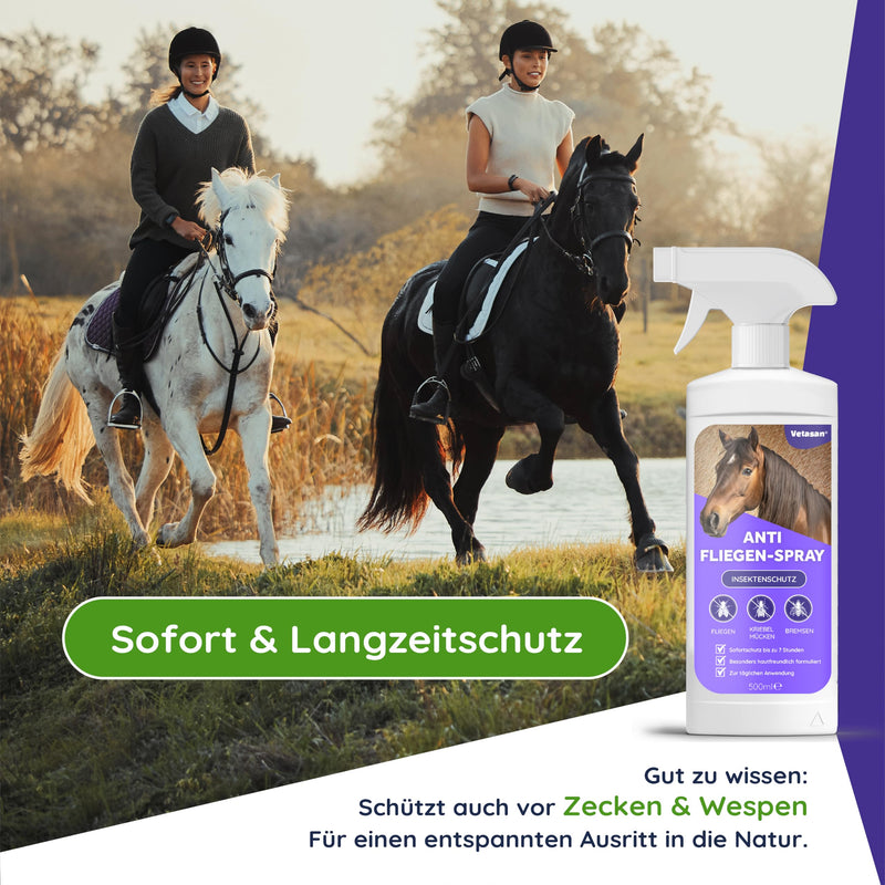 Vetasan Anti Fly Spray Horse 500ml I Insect Spray Horses Against Flies, Horseflies & Mosquitoes I Insect Repellent Spray for Fly Protection Horse Accessories - BeesActive Australia