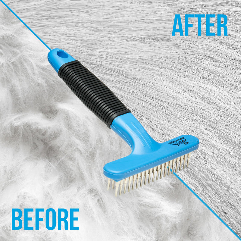 Pat Your Pet Dog Shedding Brush, Double Raw Undercoat Rake for Dogs, Cats and Pets Brush, Deshedding Dog Brush for Medium Long Loose Hair Blue Comb - BeesActive Australia