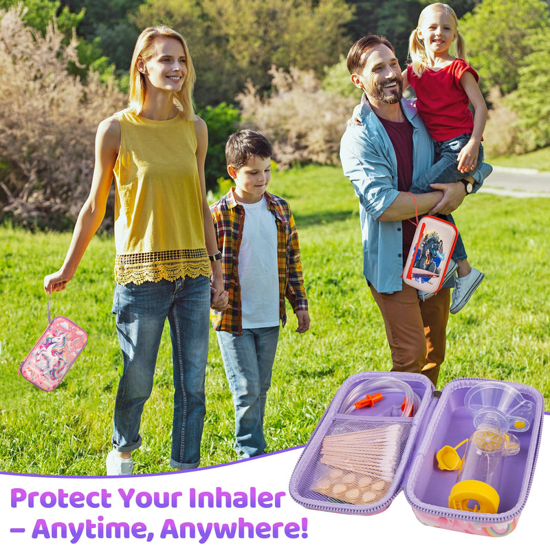 – Unicorn Kids Inhaler & Spacer Semi-Rigid EVA Case – Protective Asthma Travel Bag for Inhalers, Chambers & Portable Nebulizers – Washable Organizer - (Only the Case) - BeesActive Australia